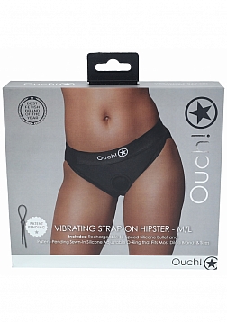 Ouch! Vibrating Strap-on Hipster - Black - M/L