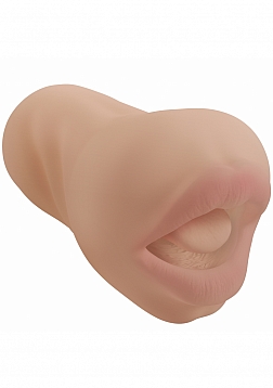 XKIN - King Slayer - Male Mouth - Masturbator with Rechargeable Vibrating Bullet - 1.40 Lbs - Tan 