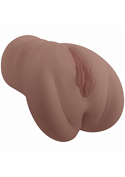 XKIN - Goldess - Dual Channel Masturbator with Rechargeable Vibrating Bullet - 1.40 Lbs - Brown 