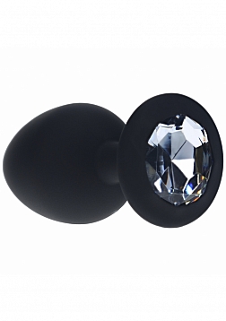 Ouch! - Large Round Diamond Butt Plug - 6 Jewels - Black