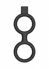 E-Stim Cock Ring With Ballstrap - Black
