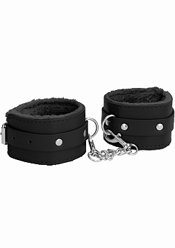 Plush Leather Wrist Cuff - Black