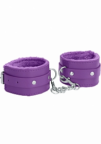 Plush Leather Wrist Cuff - Purple