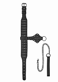 Neck Chain with Spikes and Leash - Black..