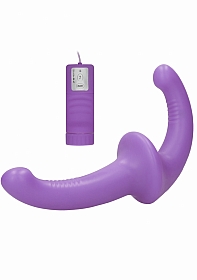 Vibrating Silicone Strapless Strap On-Purple