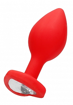 Diamond Heart Butt Plug-Regular-Red