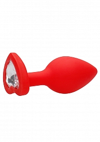 Diamond Heart Butt Plug-Large-Red