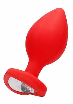 Diamond Heart Butt Plug-Extra Large-Red