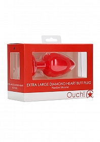 Diamond Heart Butt Plug-Extra Large-Red