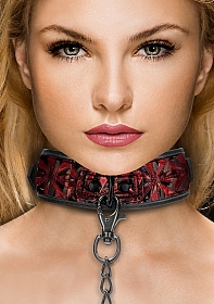 Ouch! - Luxury Collar With Leash - Burgundy..