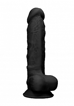 Silicone Dildo With Balls -- 17,8 cm - Black..