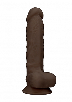 Silicone Dildo With Balls - 17,8 cm - Brown..