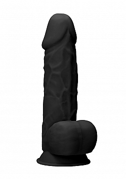 Silicone Dildo With Balls - 21,6 cm - Black..