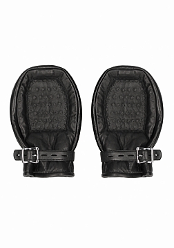 Ouch! Pain - Lamb Leather Bondage Mittens Padded With Metal Teeth..