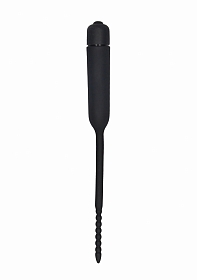 Silicone Vibrating Bullet Plug With Beaded Tip Urethral Sounding - Black..