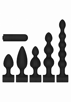 Silicone Rechargeable Anal Set - Black..