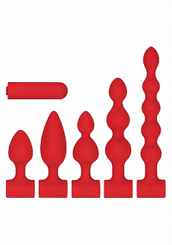 Silicone Rechargeable Anal Set - Red..