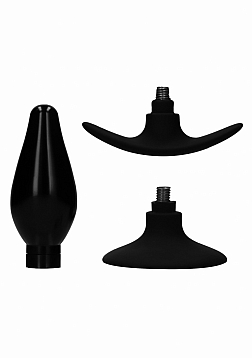 Interchangeable Butt Plug Set-Pointed Medium-Black