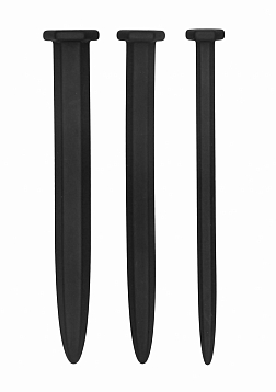 Silicone Rugged Nail Plug Set Urethral Sounding - Black..